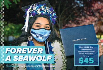 Forever a Seawolf. Class of 2022 Grad Packs available exclusively through the Alumni Association for only $45