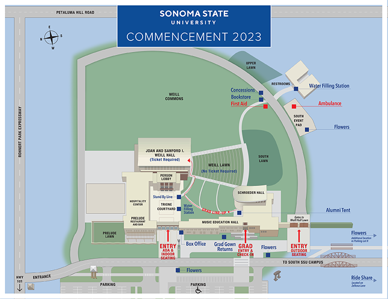 Sonoma State University Commencement 2023 map