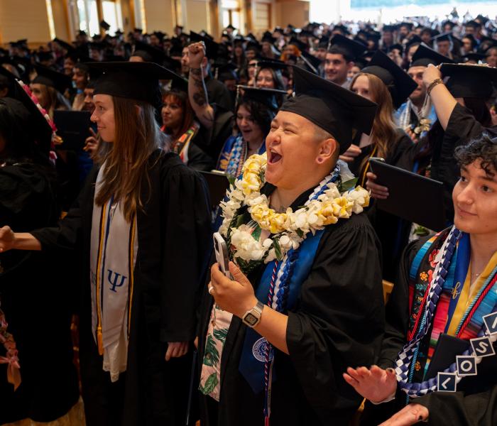 Weill hall full of graduate students