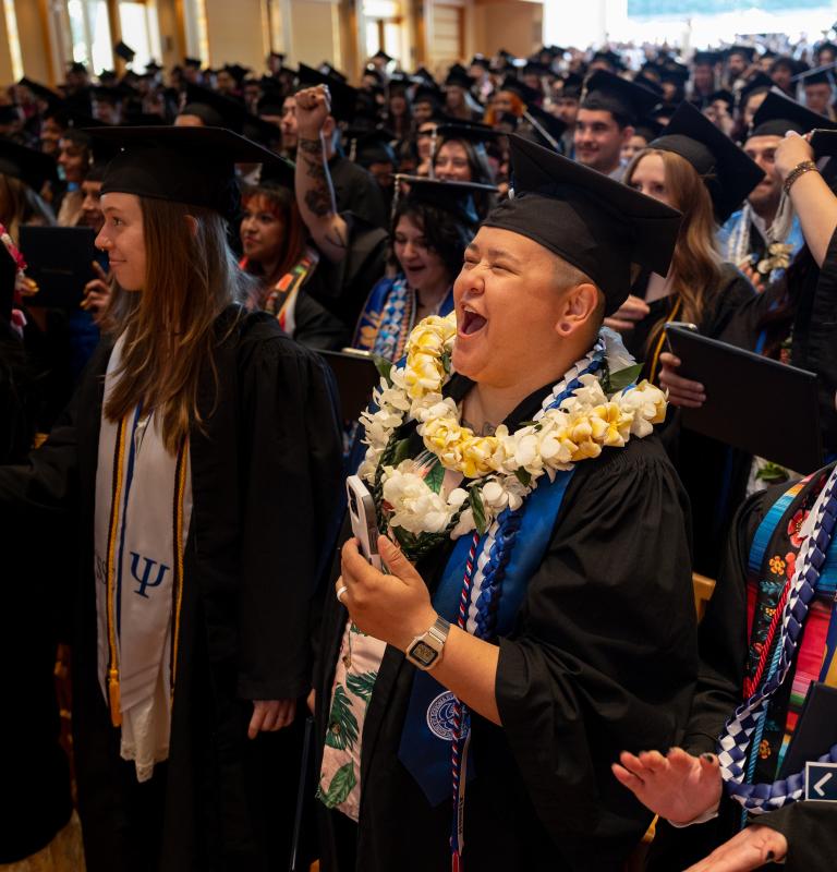 Weill hall full of graduate students