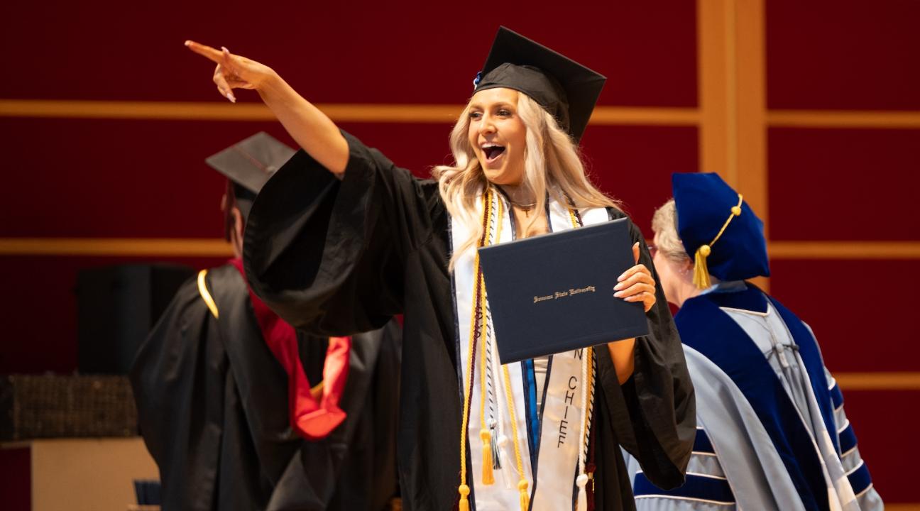 Student onstage