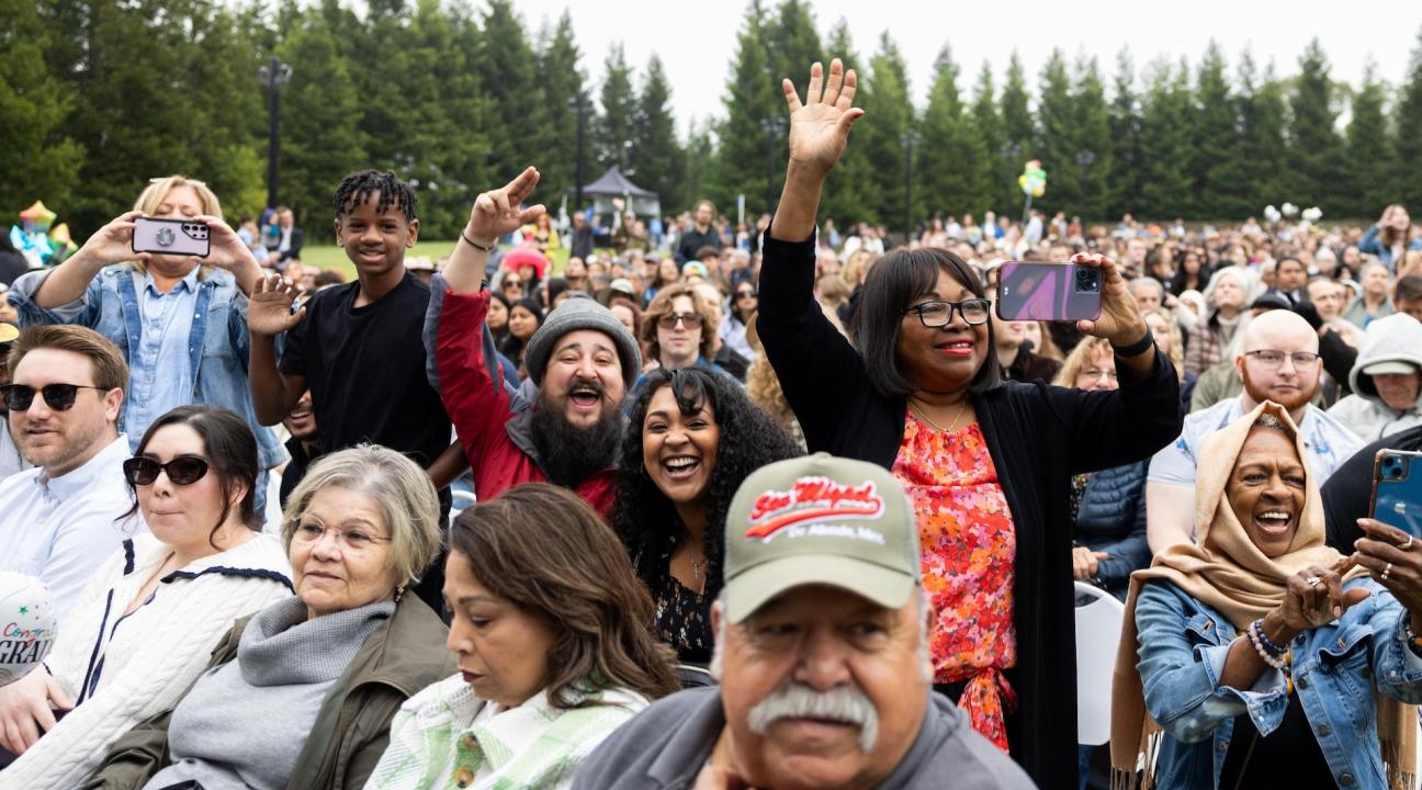 Family cheering