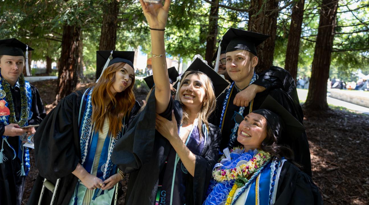 Students taking a photo together