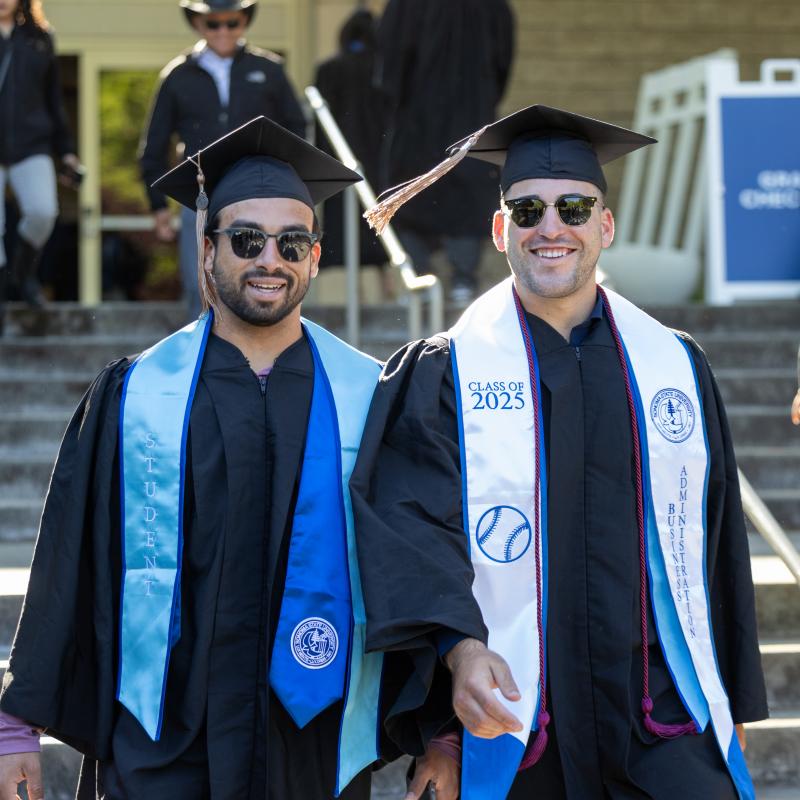 Student wearing sunglasses at commencement