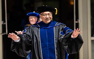 President Mike Lee in academic regalia